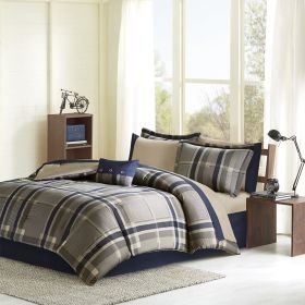 Queen Plaid Comforter Set with Bed Sheets