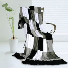Onitiva - [Plaids - Reflection] Soft Coral Fleece Patchwork Throw Blanket (59 by 78.7 inches)