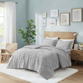 Full/Queen Embroidered Medallion Faux Fur Comforter Mini Set