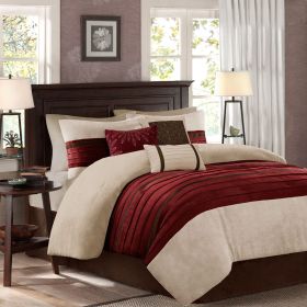 7 PC Pieced Faux Suede Comforter Set Red Queen