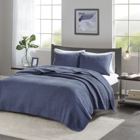 3 Piece Quilt Set Navy Full/Queen