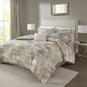 7 Piece Textured Cotton Blend Comforter Set Gray King