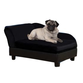 Luxury Dog Bed For Small Dogs, Hidden Storage, 3 In Foam Cushion, Modern Pet Sofa, Black (Option: BlacK)