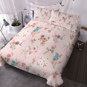 Floral Bedding Set for Girls, Cute Colorful Botanical Flowers Patterned Soft Duvet Cover Set, 3 Pcs (size: Twin)