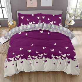Butterfly Bedding Set for Girls, Purple Soft Lightweight Blue Duvet Cover Set, 3 Pcs (size: Twin)