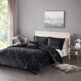 Full/Queen Velvet Comforter Set with Throw Pillow (Color: as Pic)