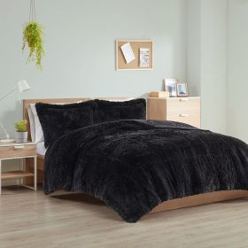 King/Cal King Shaggy Long Fur Comforter Mini Set (Color: as Pic)