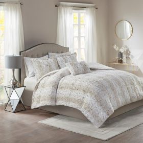 King 4PC Faux Fur Comforter Set (Color: as Pic)