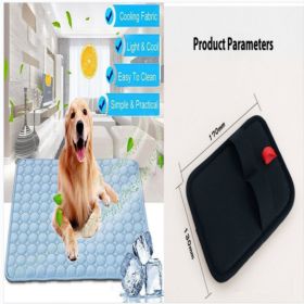 Pet Dog Cat Ice Silk Cold Nest Pad For Cooling In Summer (Option: Blue set-150x100cm)